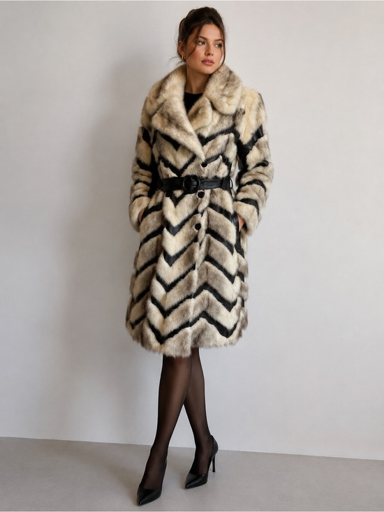 Vintage Jackets & Blazers - Rajac Vintage fur leather chevron coat 1970’s